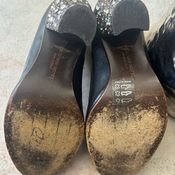 Dries Van Noten rhinestone heels beaded Shoes Sequin Mesh Chunky pumps rare - Picture 5 of 7
